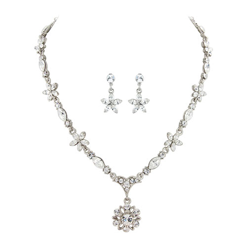Crystal Flower Wedding Jewellery Set - Zaphira Bridal