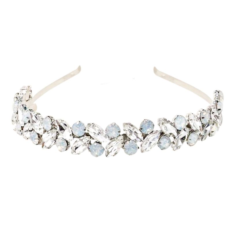 opal crystal bridal headband - front